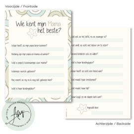 Wie kent mijn mama het beste? - (20 invulkaarten)