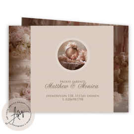 Droom Geboortekaartje met rozen - Hello little baby - GB154