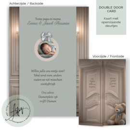 Geboortekaartje met een babykamer op zolder met een teddybeer - GB084