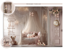 Nostalgisch geboortekaartje met een babykamer op zolder - GB610