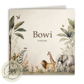 Geboortekaartje met foto met safari thema  - FGB147