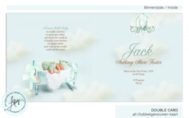 Blauw Droom Geboortekaartje met Eigen Foto en Luxe Details - GB122B