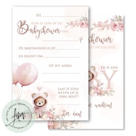 Babyshower uitnodigingen (8 Invulkaarten)