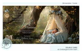 Droom geboortekaart sprookjesbos met wiegje en eigen babyfoto - GB044B