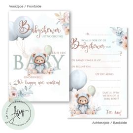 Babyshower uitnodigingen (8 Invulkaarten)
