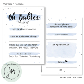 Oh baby (tweeling) - Baby Voorspellingen  - (20 invulkaarten)