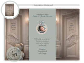 Geboortekaartje met een babykamer op zolder met een teddybeer - GB084