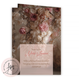 Geboortekaartje met foto met een babyschommel van prachtige bloemen – GB029