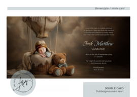 Nostalgisch geboortekaartje met foto met een ouderwetse luchtballon - GB319