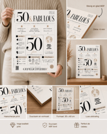 Verjaardagsbord op MDF voor 50 & Fabulous - leuke weetjes en feitjes over het geboortejaar