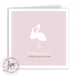 Geboortekaartje met foto met een kleine ooievaar  - FGB844