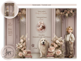 Nostalgisch geboortekaartje met een babykamer op zolder - GB610