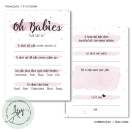 Oh baby (tweeling) - Baby Voorspellingen  - (20 invulkaarten)