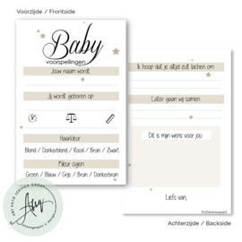 Baby Voorspellingen  - (20 invulkaarten)