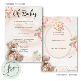 Baby teddy bear - Baby Voorspellingen  - (20 invulkaarten)