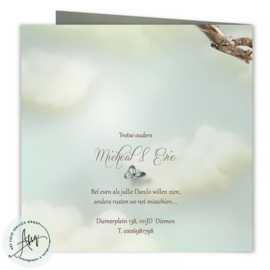 Geboortekaartje met babyfoto in bloemenkrans - GB263