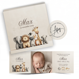 Drieluik Geboortekaartje met wilde dieren - FGB024