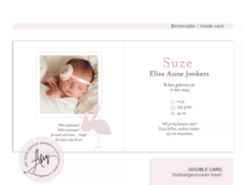 Geboortekaartje met foto met een kleine ooievaar  - FGB844