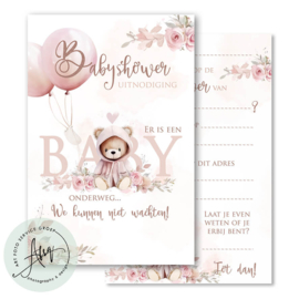 Babyshower uitnodigingen (8 Invulkaarten)