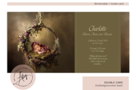 Droom Geboortekaartje met een baby schommel met bloemen - GB005