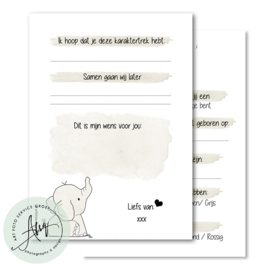 Baby elephant - Baby Voorspellingen  - (20 invulkaarten)