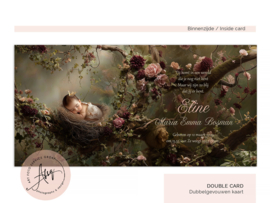 Droom geboortekaartje met eigen foto in een nestje met bloemen- GB008