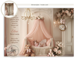 Nostalgisch geboortekaartje met een babykamer - GB628