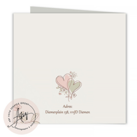 Geboortekaartje met foto met lieve hartjes  - FGB602