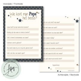 Wie kent mijn papa het beste? - (20 invulkaarten)