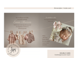 Geboortekaartje met foto met een baby waslijn  - FGB157