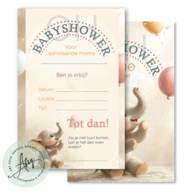 Babyshower uitnodigingen (8 Invulkaarten)