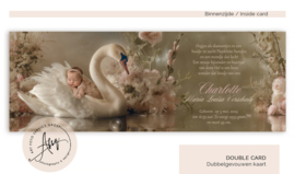 Droom Geboortekaartje met een zwaan met bloemen - GB292