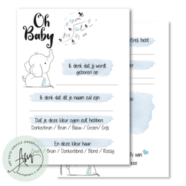 Baby elephant - Baby Voorspellingen  - (20 invulkaarten)