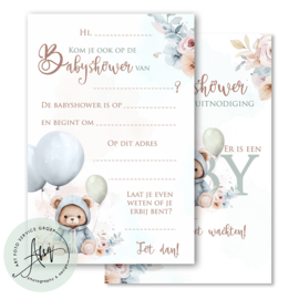 Babyshower uitnodigingen (8 Invulkaarten)