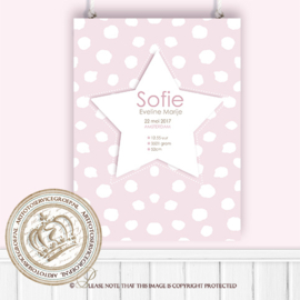 Little star- Geboortebord CH065 Pink