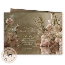 Droom Geboortekaartje met een zwaan met bloemen - GB292