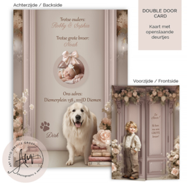 Nostalgisch geboortekaartje met een babykamer op zolder - GB610