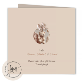 Geboortekaartje met foto met een baby waslijn  - FGB157