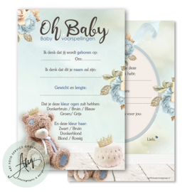 Baby teddy bear - Baby Voorspellingen  - (20 invulkaarten)