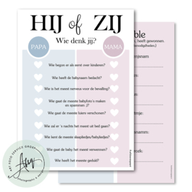 Hij of zij, Wie denk jij? - Baby Voorspellingen  - (20 invulkaarten)
