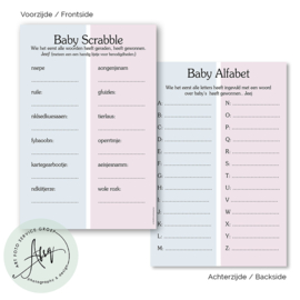 Baby scrabble & baby alphabet - Baby Voorspellingen  - (20 invulkaarten)