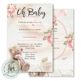 Baby teddy bear - Baby Voorspellingen  - (20 invulkaarten)