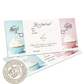 Baby Gender Reveal Party Invites GR023 E (pakket: 12 invites)