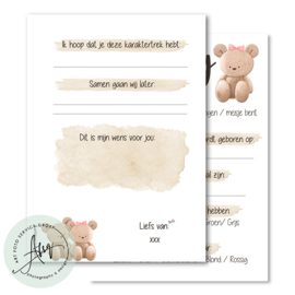 Baby bear - Baby Voorspellingen  - (20 invulkaarten)