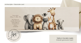 Drieluik Geboortekaartje met wilde dieren - FGB024