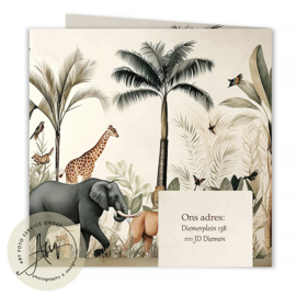 Geboortekaartje met foto met safari thema  - FGB147