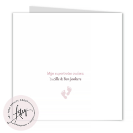 Geboortekaartje met foto met een kleine ooievaar  - FGB844