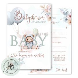 Babyshower uitnodigingen (8 Invulkaarten)