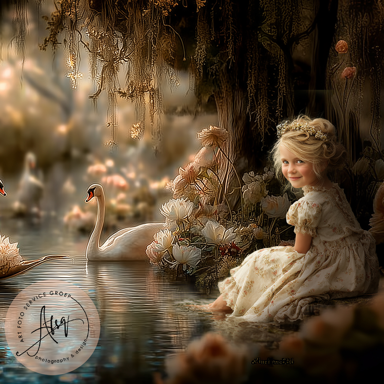 Digitale Droomfoto (Fine art) - The swan lake...
