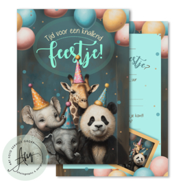 Kinderfeest  uitnodigingen  (8 Invulkaarten)